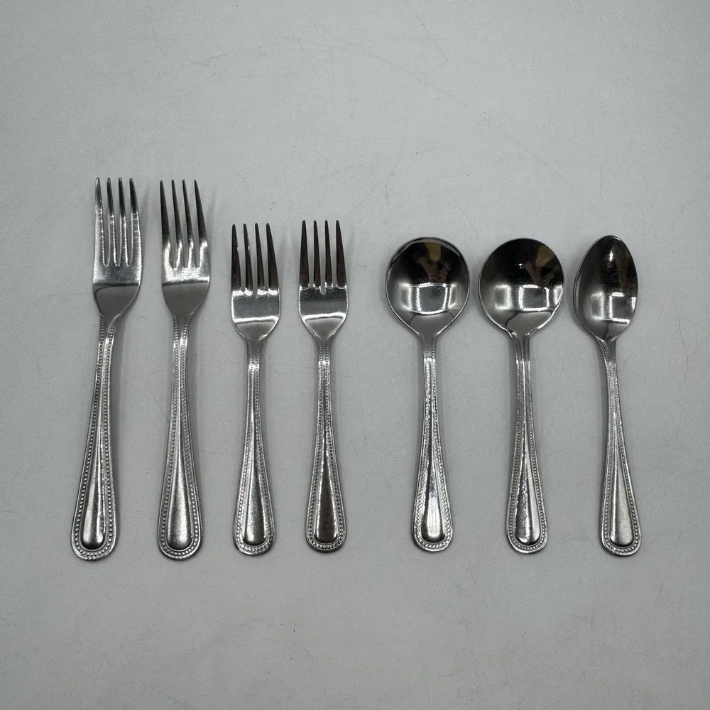 Delco Prima by Oneida Beaded Stainless Steel Mixed Replacement Spoon Fork Lot